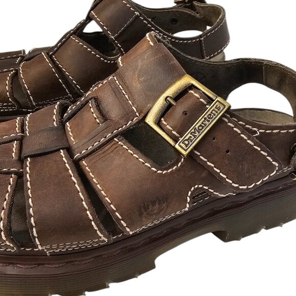 Dr. Martens Mens Vintage Fisherman Leather Sandals, Buckle, Brown, Size 10 - Picture 10 of 11